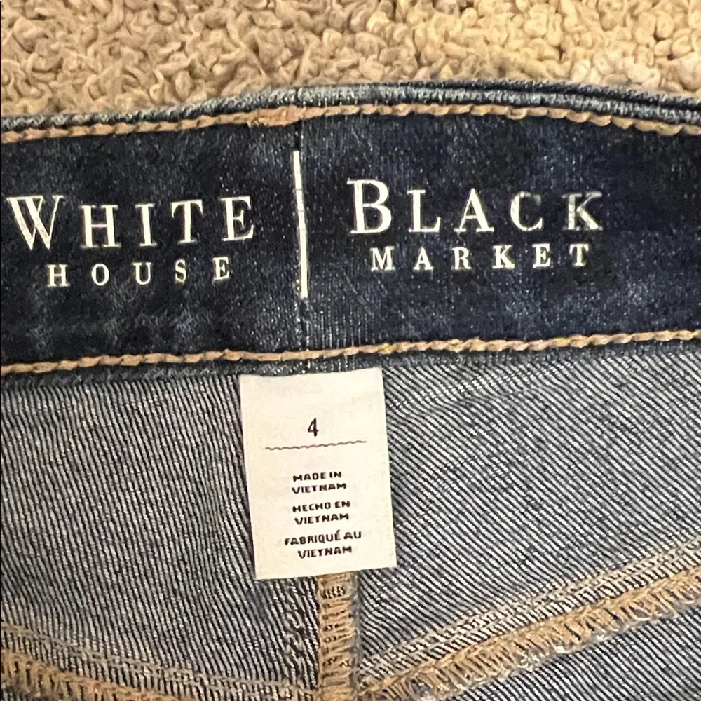 White House Black Market Dark Indigo Cropped Button-Hem Jeans - Picture 4 of 6